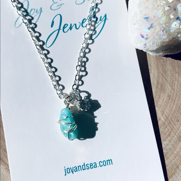 Amazonite Rhinestone Crystal Necklace - Picture 2 of 6